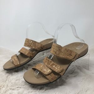 Vionic Amber Tan Brown Gold Slide On Sandals Women's 9